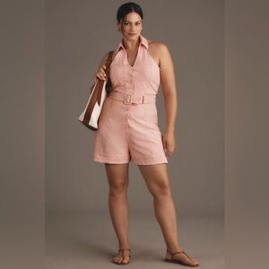 Anthropologie Maeve Halter Button-Front Romper